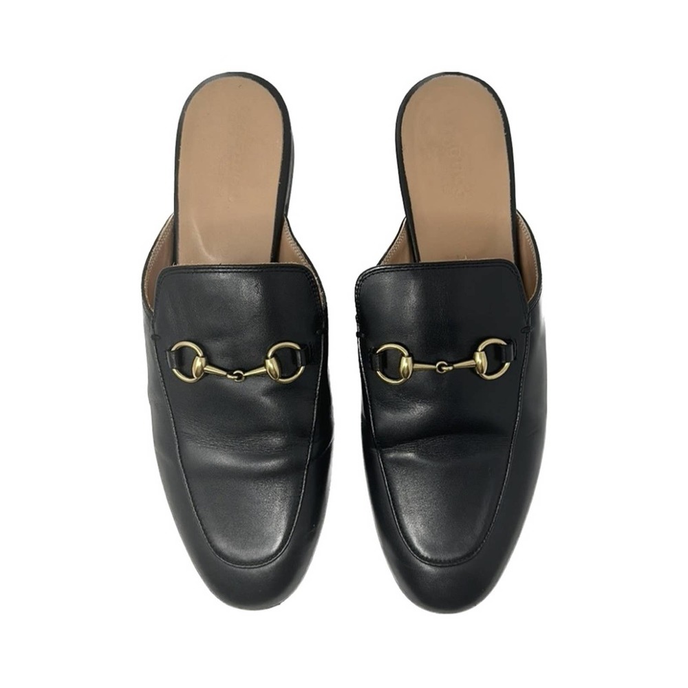 Gucci Princetown Horsebit Black Leather Round Toe Mules Loafers Shoes